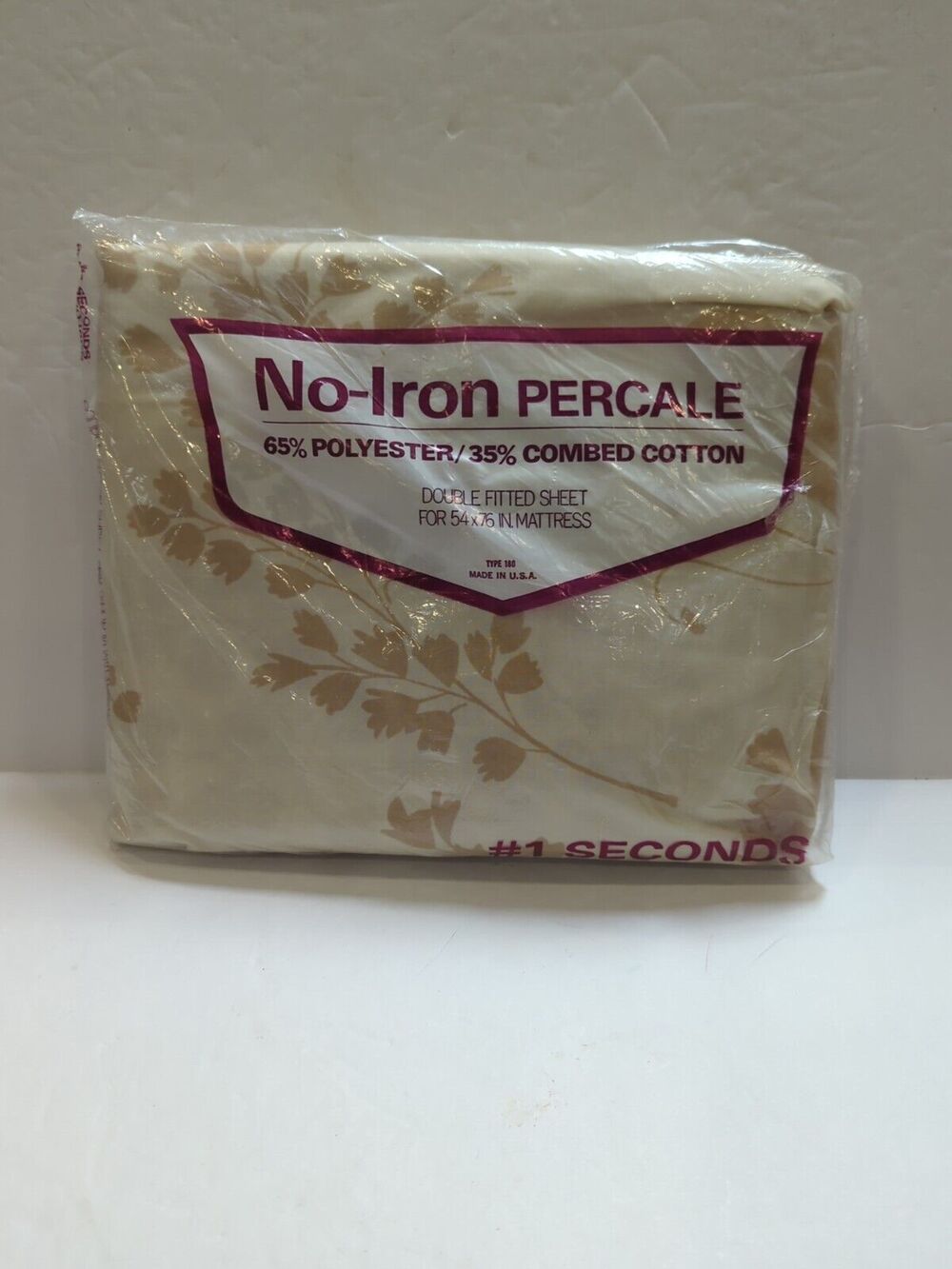MID CENTURY NO IRON PERCALE DOUBLE FITTED SHEET WITH WHITE BUTTERFLY 54 X 76 IN.
